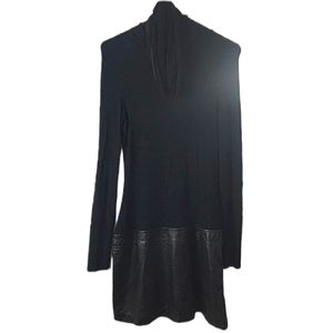 Custo Barcelona Turtleneck Leather Long-sleeve Stretch Dress